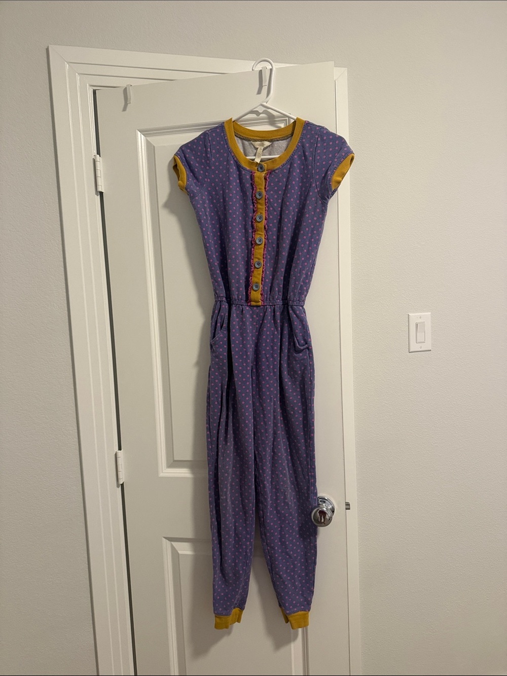 Matilda Jane kids Polka Dot Jumpsuit with Mustard Trim